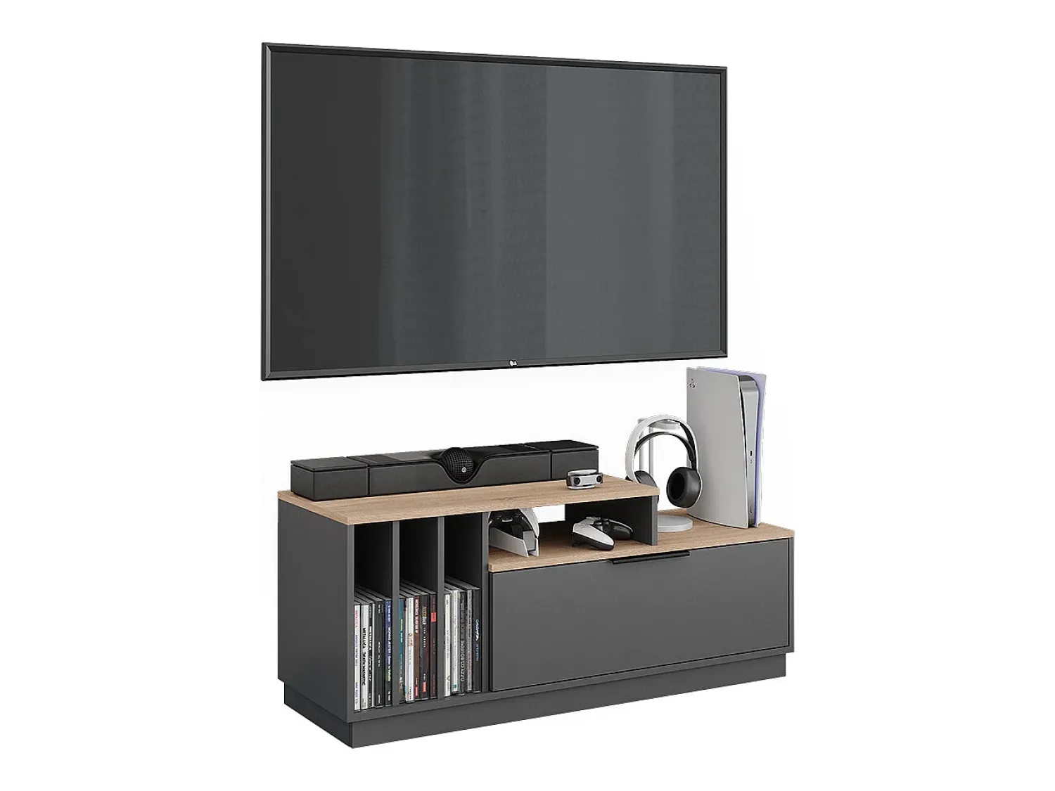 Móvel De Tv*Vicco Lowboard antracite/sonoma 120x40x49.9 betti Cinza antracite