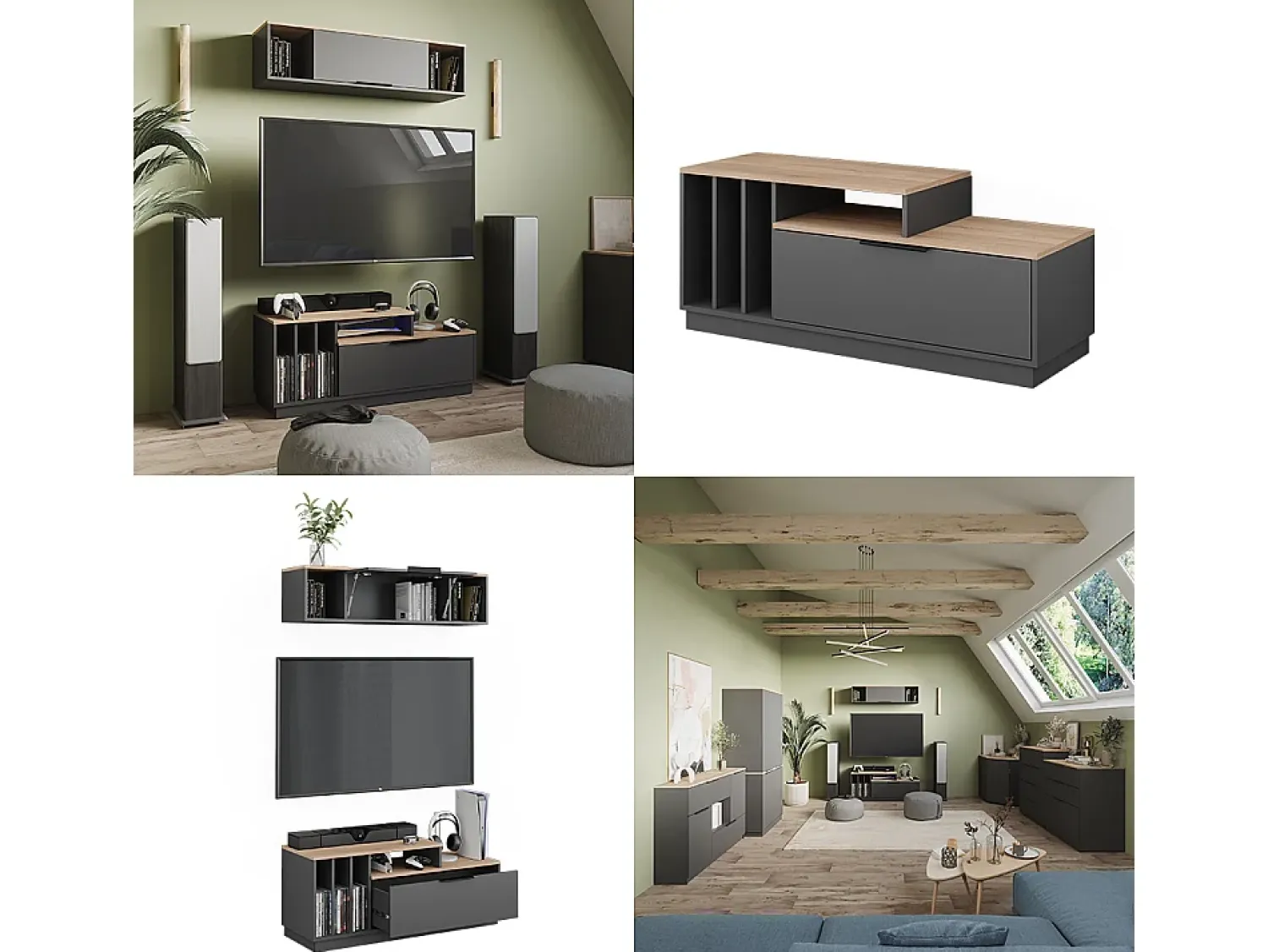 Móvel De Tv*Vicco Lowboard antracite/sonoma 120x40x49.9 betti Cinza antracite