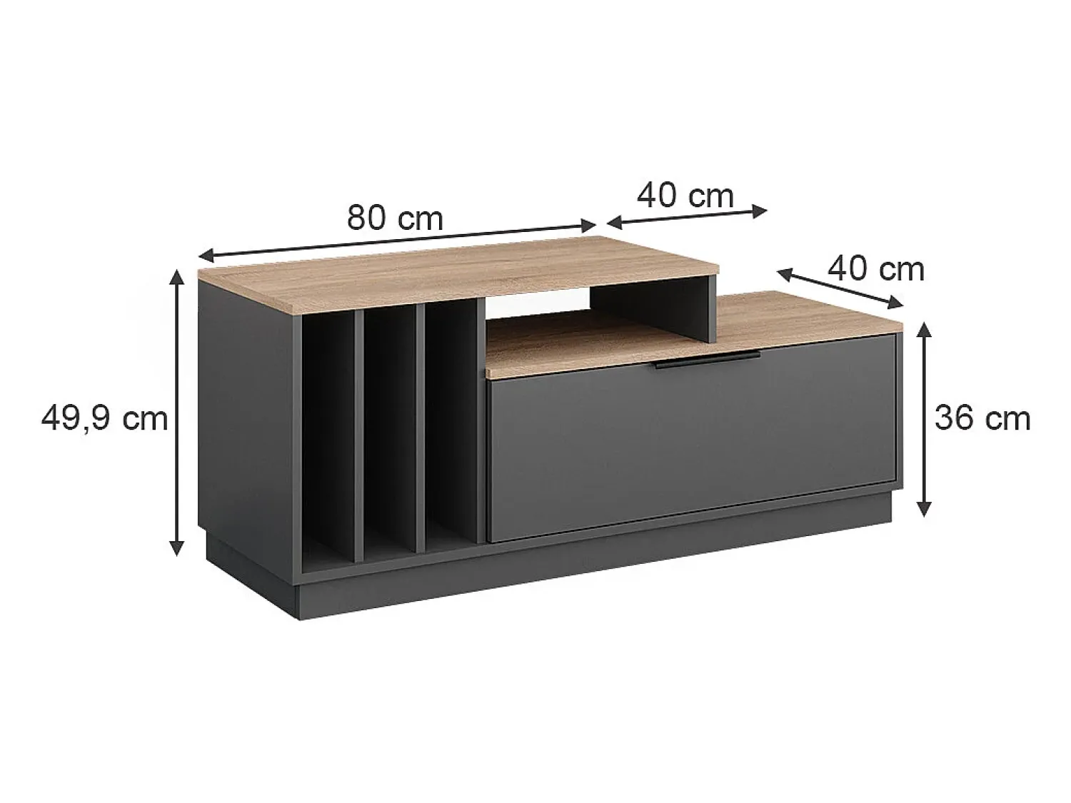 Móvel De Tv*Vicco Lowboard antracite/sonoma 120x40x49.9 betti Cinza antracite