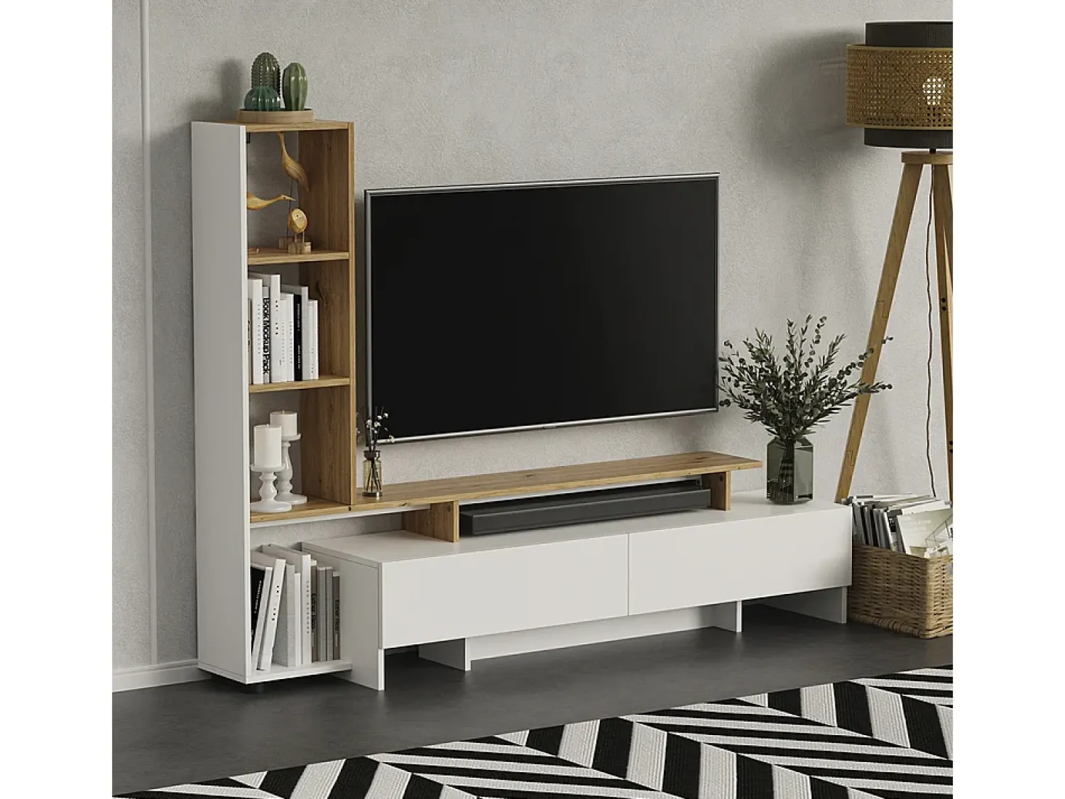 Móvel De Tv*Vicco Lowboard /carvalho 168.2x35x120 tavora Branco