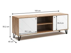Clearance Vicco Lowboard carvalho artesanal 150x40x55.2 nizza Natural claro