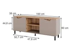 New Vicco Lowboard carvalho verde/artesanato 150x38x60 marelle Taupe