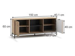 Móvel De Tv*Vicco Lowboard carvalho viking 150x40.1x60 eliza Natural escuro
