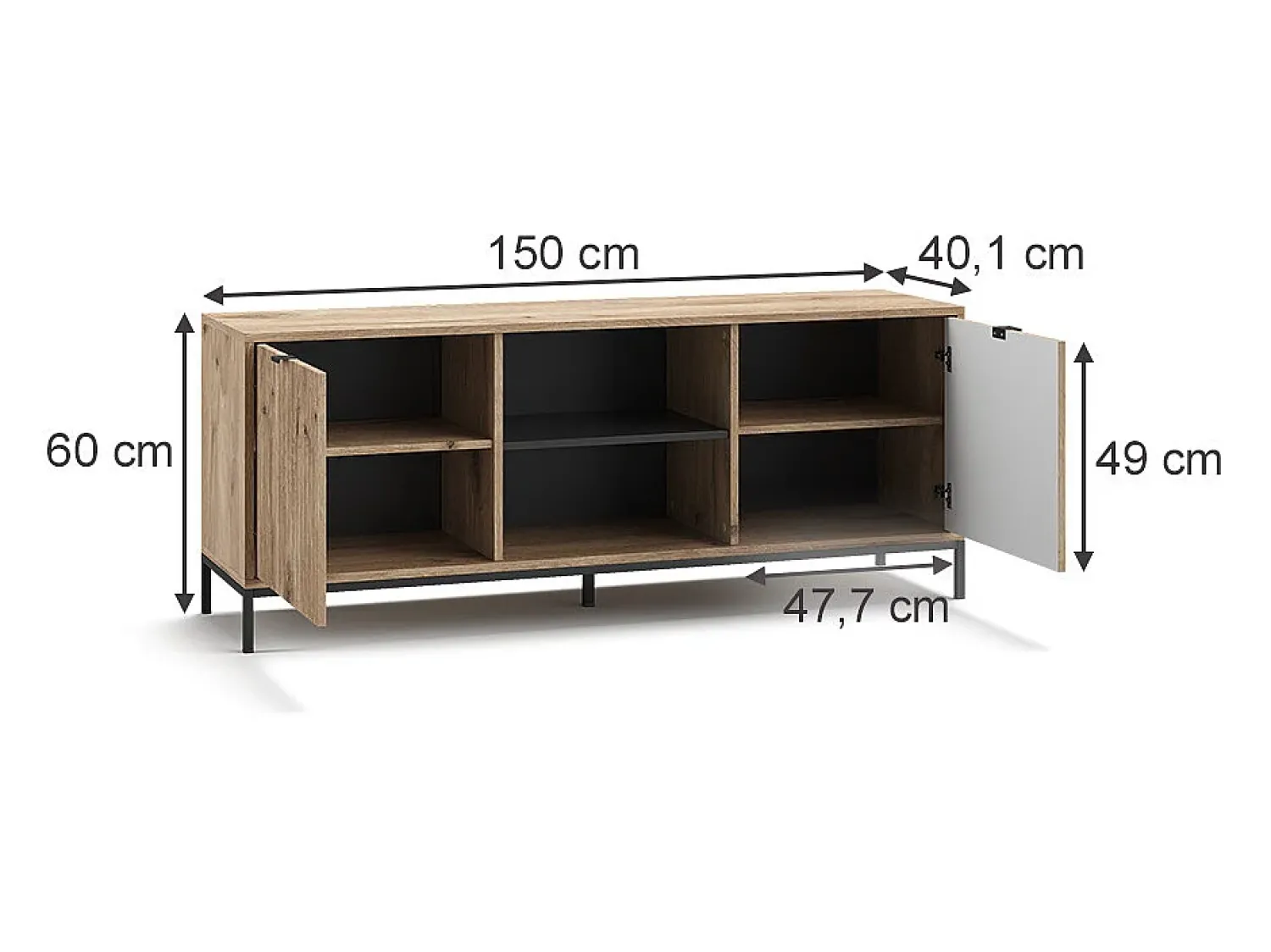 Móvel De Tv*Vicco Lowboard carvalho viking 150x40.1x60 eliza Natural escuro
