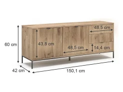 Hot Vicco Lowboard carvalho viking 150x42x60 eliza Natural escuro