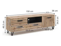 Móvel De Tv|Vicco Lowboard carvalho 150x38x48.5 amber Natural claro