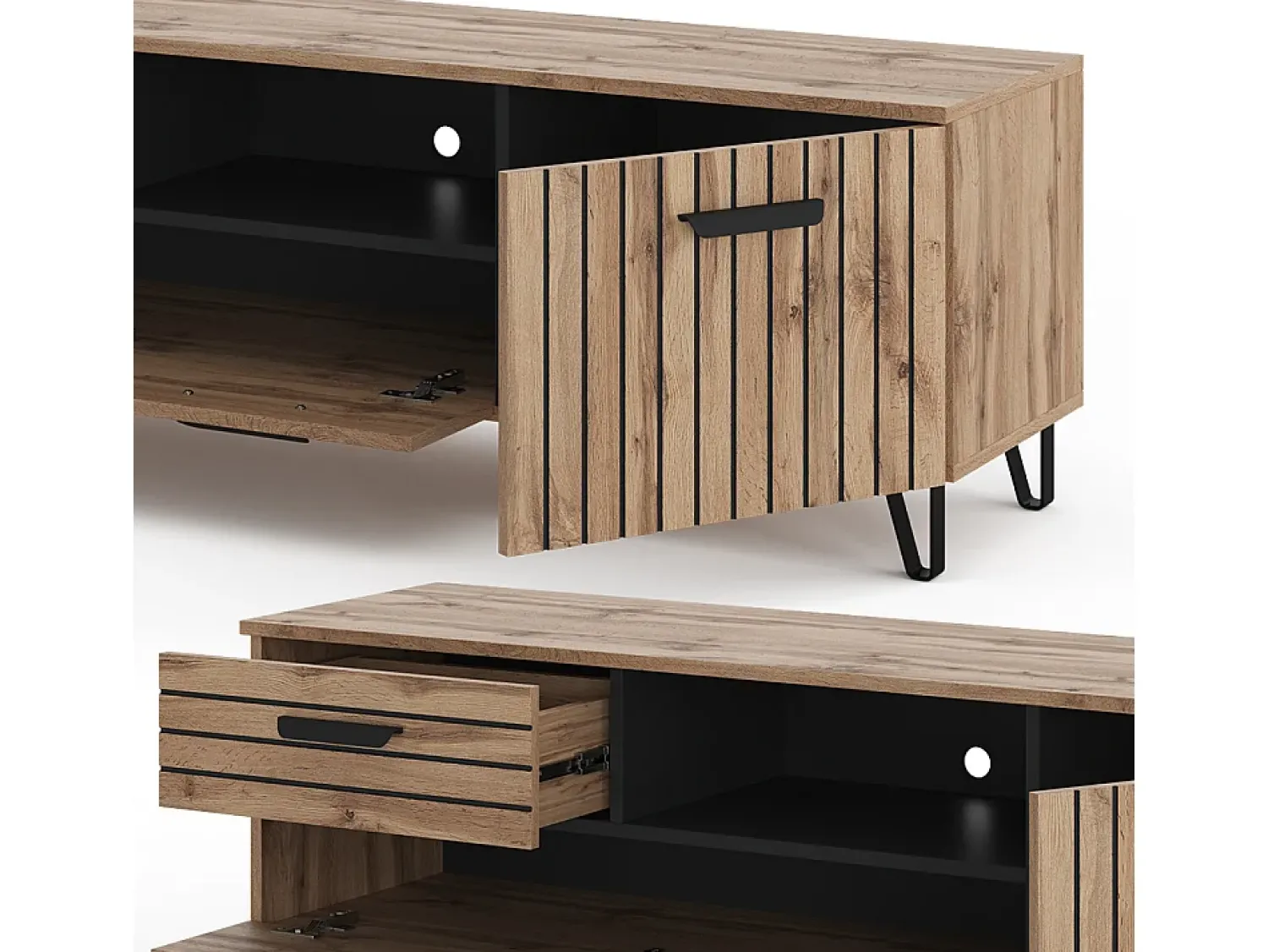 Móvel De Tv|Vicco Lowboard carvalho 150x38x48.5 amber Natural claro