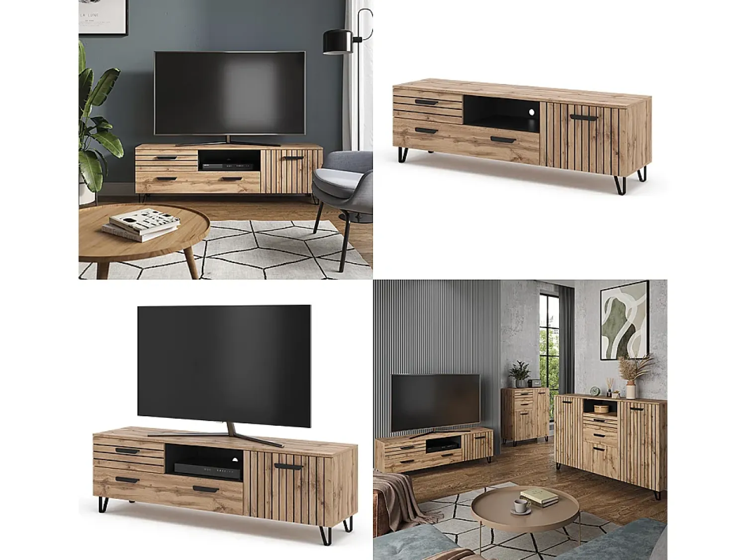 Móvel De Tv|Vicco Lowboard carvalho 150x38x48.5 amber Natural claro