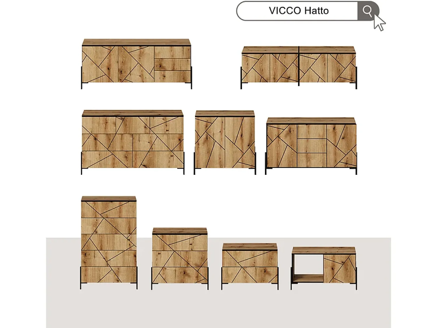 Móvel De Tv|Vicco Lowboard carvalho 150x39.7x60 hatto Natural claro