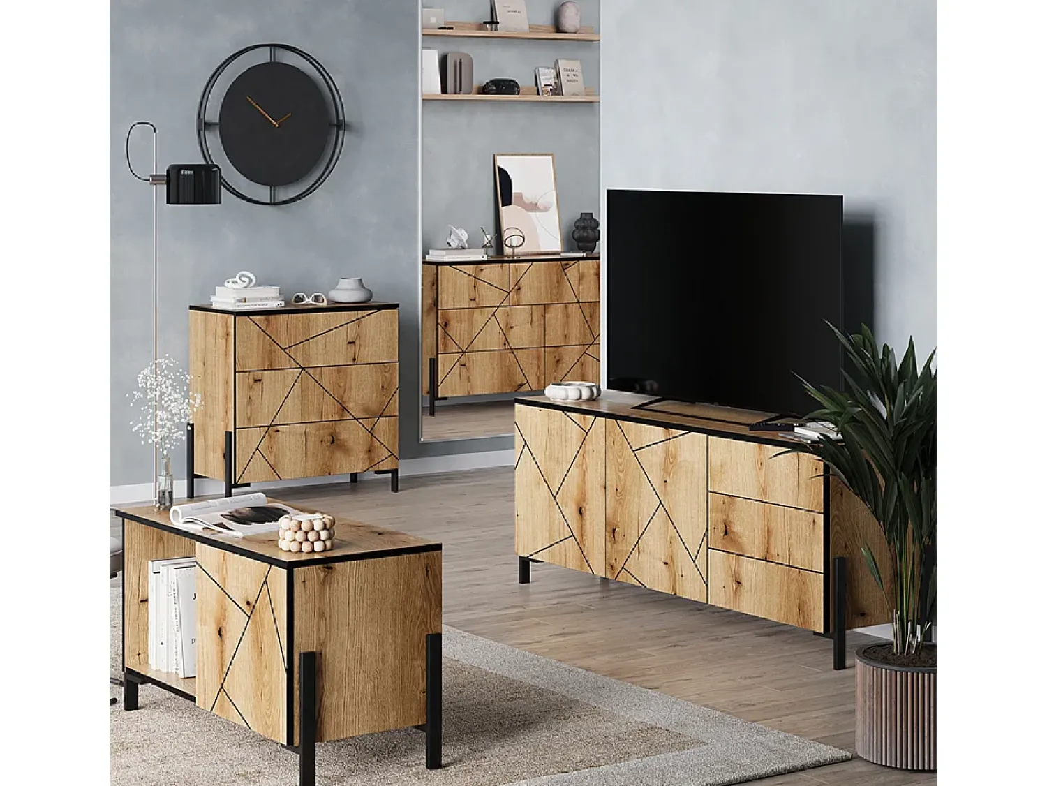 Móvel De Tv|Vicco Lowboard carvalho 150x39.7x60 hatto Natural claro