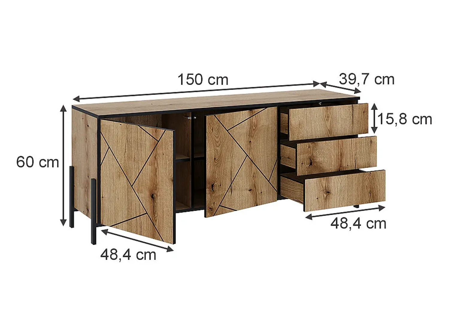 Móvel De Tv|Vicco Lowboard carvalho 150x39.7x60 hatto Natural claro