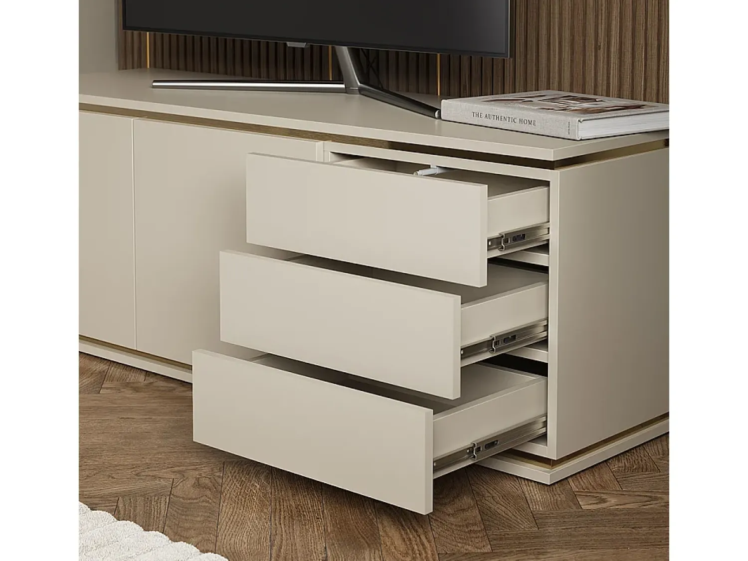 Móvel De Tv*Vicco Lowboard caxemira 135x42x48.6 linette Bege