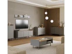 Móvel De Tv*Vicco Lowboard cinza 140x40x63 velina Cinzento