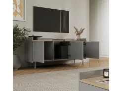 Móvel De Tv*Vicco Lowboard cinza 140x40x63 velina Cinzento