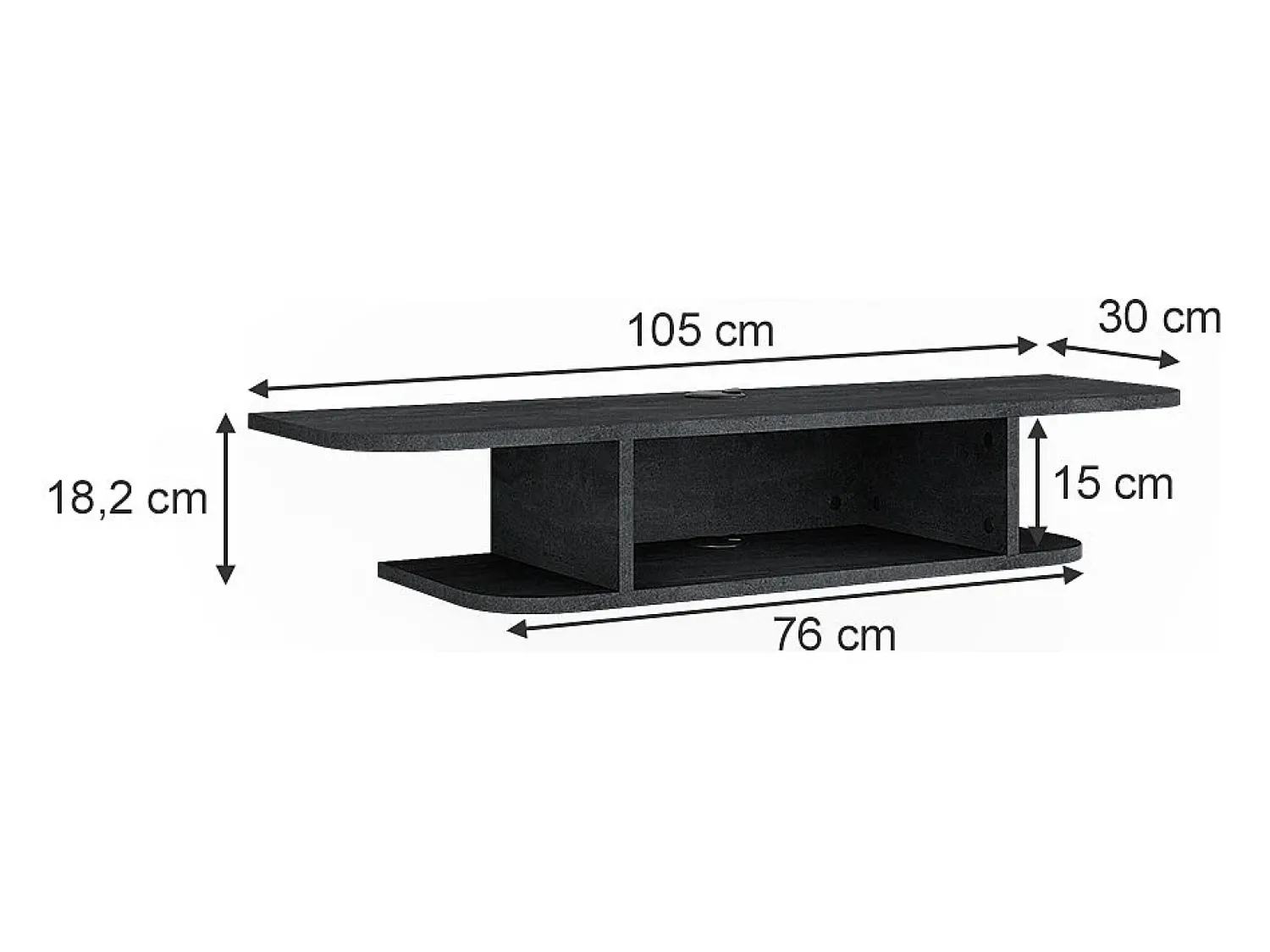 Best Vicco Lowboard concreto 105x30x18.2 lorio Preto