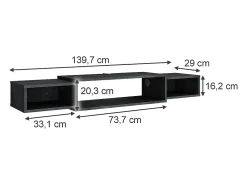 Móvel De Tv*Vicco Lowboard concreto 139.7x29x20.3 nordic Preto