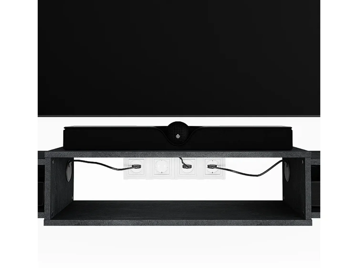 Móvel De Tv*Vicco Lowboard concreto 139.7x29x20.3 nordic Preto