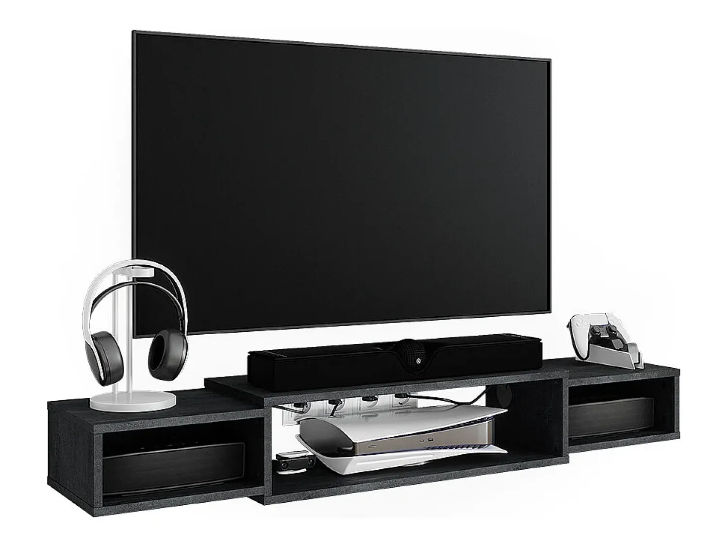 Móvel De Tv*Vicco Lowboard concreto 139.7x29x20.3 nordic Preto