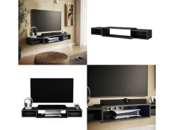 Móvel De Tv*Vicco Lowboard concreto 139.7x29x20.3 nordic Preto