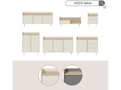 Vicco Lowboard 140x40x63 velina Creme