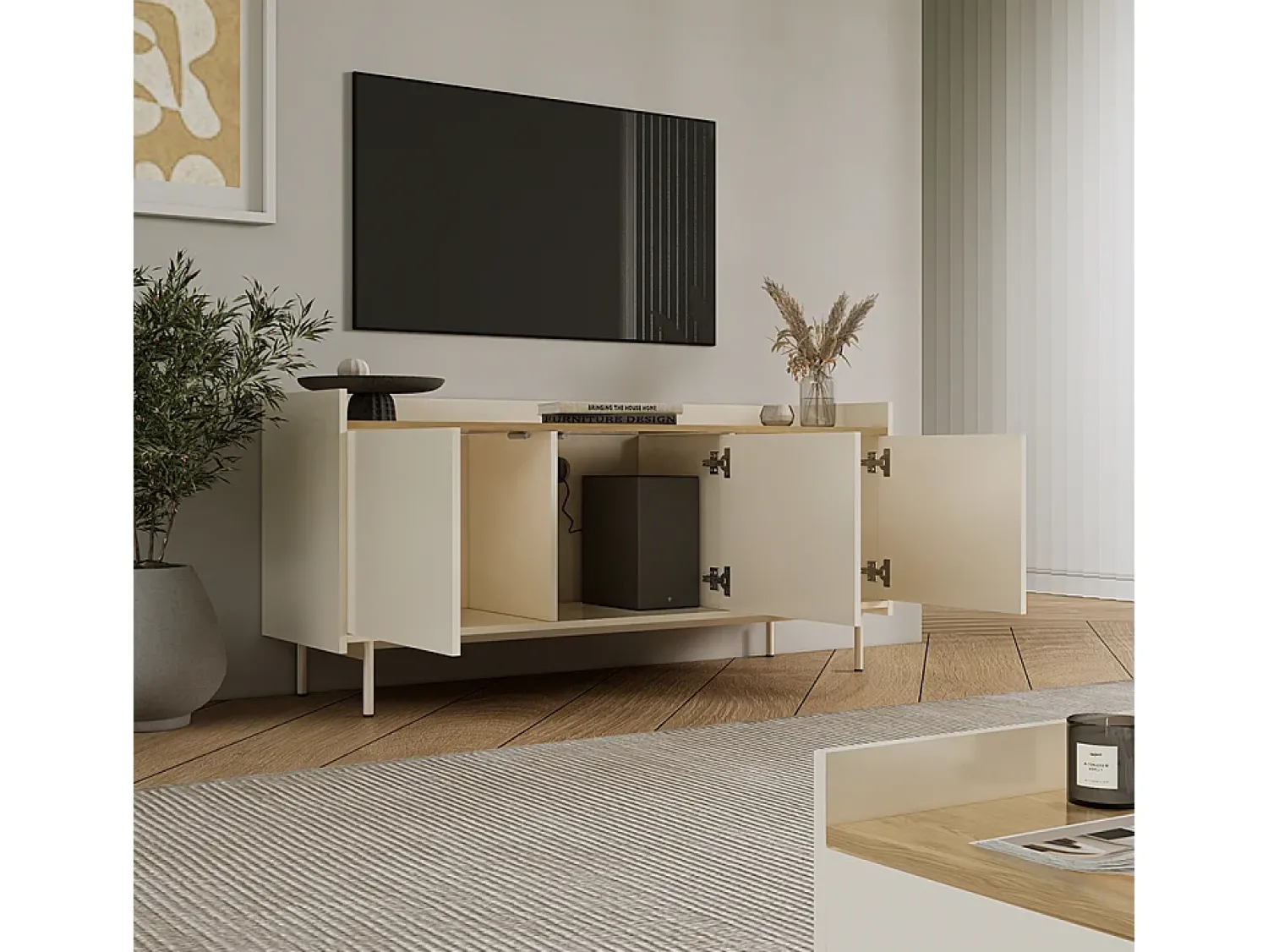 Vicco Lowboard 140x40x63 velina Creme