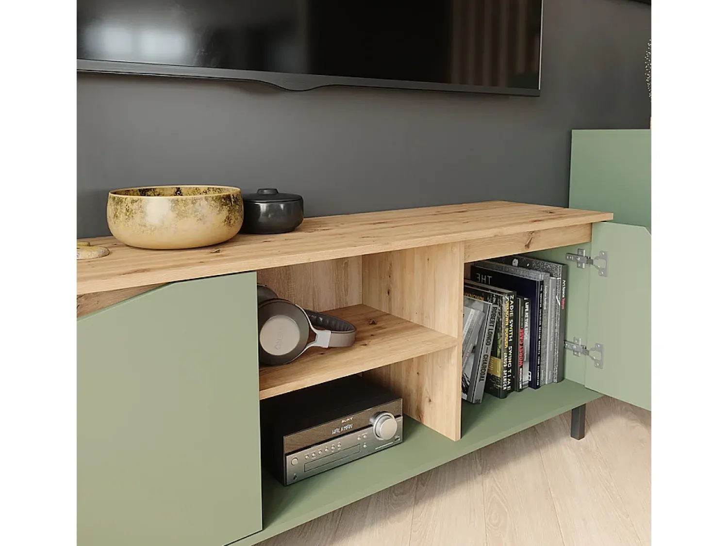 Vicco Lowboard grün/artisan 150x38x60 marelle^ Móvel De Tv