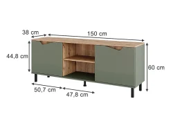 Vicco Lowboard grün/artisan 150x38x60 marelle^ Móvel De Tv