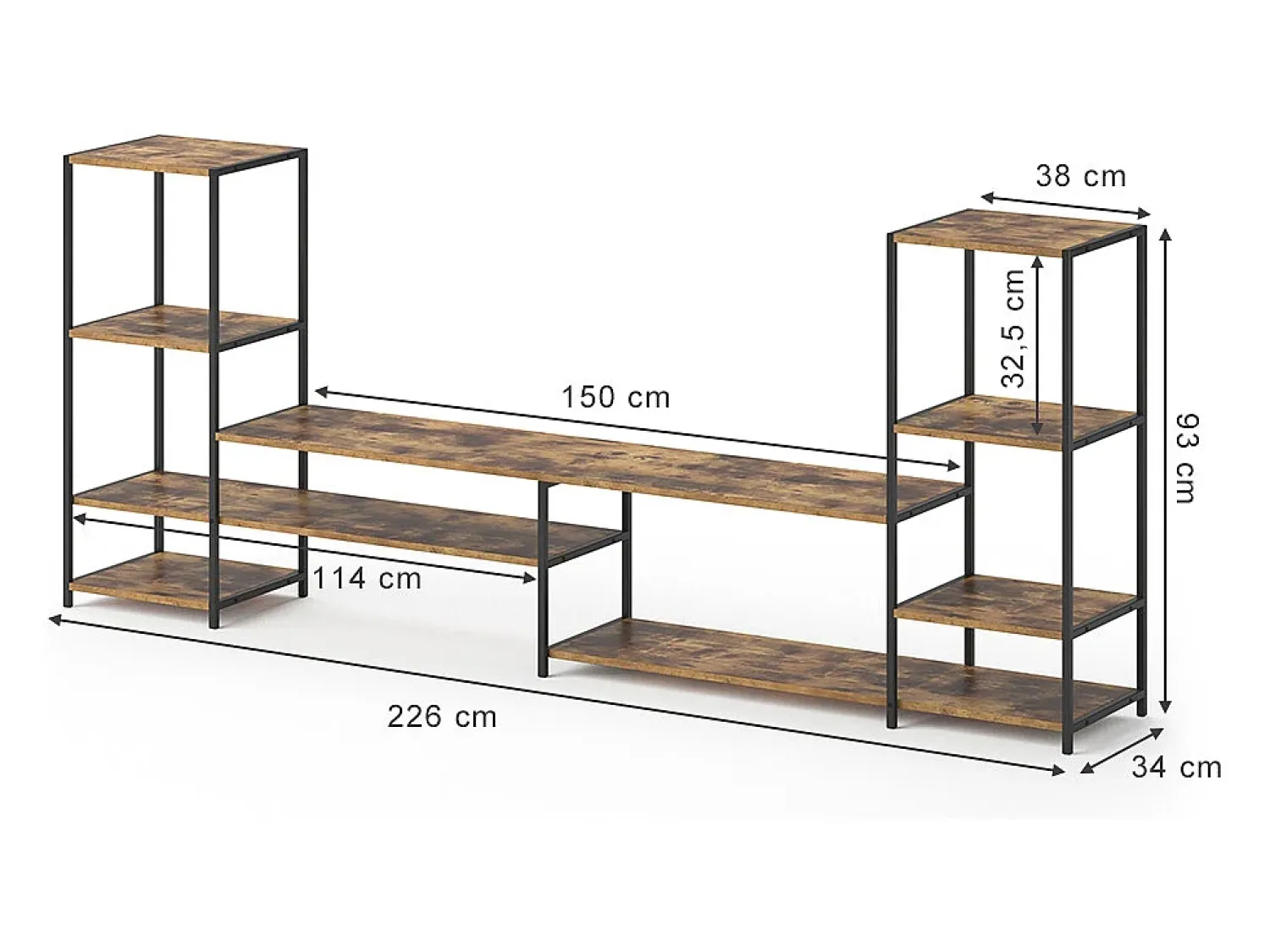 Discount Vicco Lowboard madeira antiga 226x34x93 fyrk Castanho