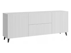 Online Lowboard moderno 180 cm , móvel de TV com frentes caneladas, 2 gavetas e 2 armários laterais Branco