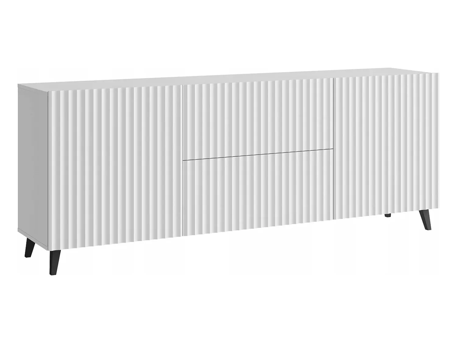 Online Lowboard moderno 180 cm , móvel de TV com frentes caneladas, 2 gavetas e 2 armários laterais Branco