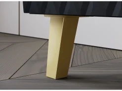 Móvel De Tv* Lowboard moderno 180 cm com frentes em losangos, puxadores dourados e pés dourados Preto