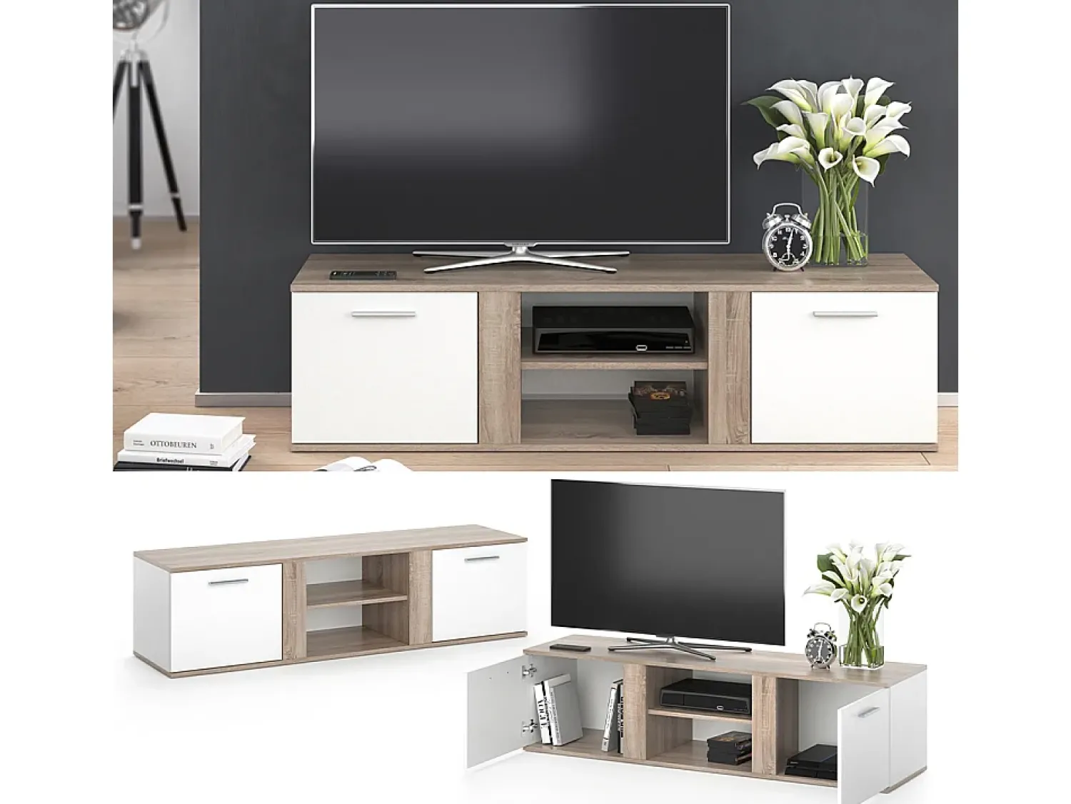 Móvel De Tv|Vicco Lowboard sonoma 155x40x41 novelli Natural claro