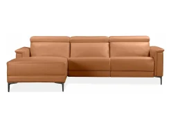 New Loft24 Lund | Sofá 3 lugares 1 reclinável esquerdo elétrico Cognac Castanho