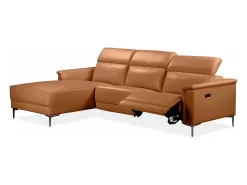 New Loft24 Lund | Sofá 3 lugares 1 reclinável esquerdo elétrico Cognac Castanho
