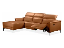 Sofá|Loft24 Lund | Sofá de 3 lugares 1 Reclinação Esquerda Eléctrica Cognac Castanho