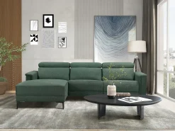 Sofá*Loft24 Lund 3S 1 cadeira reclinável L Electric Cognac Verde