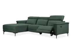Sofá*Loft24 Lund 3S 1 cadeira reclinável L Electric Cognac Verde