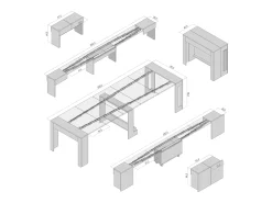 Outlet MAIRA - Conjunto de consola com dois bancos extensíveis - Dimensões de instalação: 42 x 90 x 75 cm - Entrega gratuita Branco