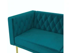 Sofá*Dorel Home Marselha | Sofá de 3 lugares em veludo com pernas metálicas douradas Verde