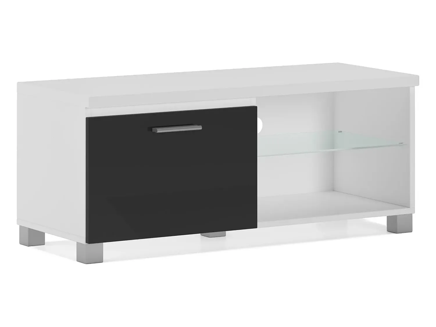 Skraut Home Módulo de sala de estar TV, cor Laca brilhante preto e , 100x40x42cm^ Móvel De Tv