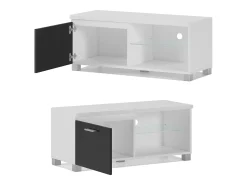 Skraut Home Módulo de sala de estar TV, cor Laca brilhante preto e , 100x40x42cm^ Móvel De Tv