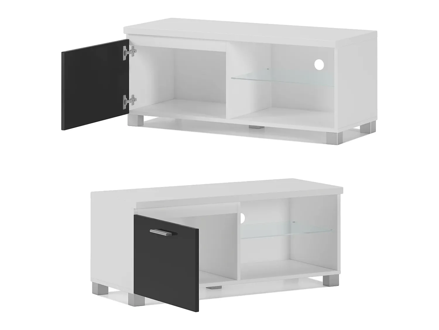 Skraut Home Módulo de sala de estar TV, cor Laca brilhante preto e , 100x40x42cm^ Móvel De Tv