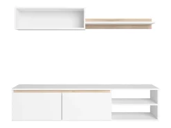 Móvel De Tv* Módulo de TV para sala de estar nórdica em fosco e carvalho Sahara 160 cm Branco