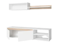 Móvel De Tv* Módulo de TV para sala de estar nórdica em fosco e carvalho Sahara 160 cm Branco
