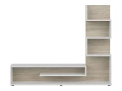 Móvel De Tv| Módulo de TV Snake Sala de estar Sala de jantar Estilo nórdico Carvalho Sonoma 160x130x29 cm Branco