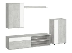 Móvel De Tv* Módulos Kolm para Sala de Estar e Sala de Jantar para TV Industrial Cimento/ 3 Portas 2 Prateleiras Branco