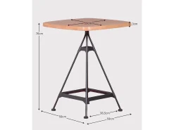 Nest Dream Mesa alta industrial em madeira de faia e aço lacado (60x60cm) - Amadeus - Faia natural^ Mesa De Apoio