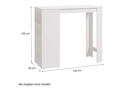 Móvel De Bar| Mesa Alta 120x50 cm Branca Branco