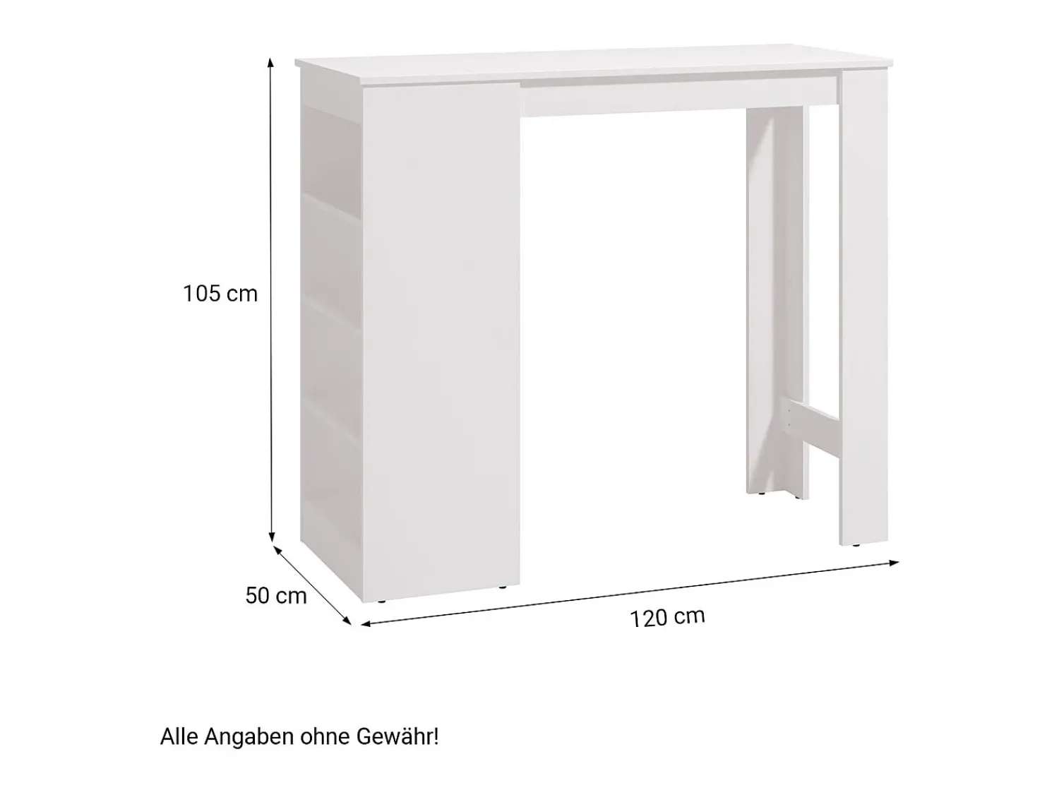 Móvel De Bar| Mesa Alta 120x50 cm Branca Branco