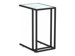 Outlet vidaxl Mesa apoio computador mármore branco 50x35x65cm vidro temperado Preto / Branco